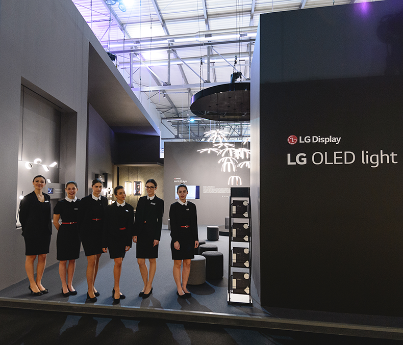 hostess salone del mobile stand lg oled